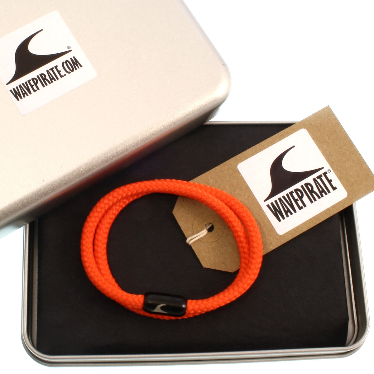 Segeltau-Armband-Herren-damen-hawaii-orange-schwarz-Edelstahlverschluss-geschenkverpackung-wavepirate-shop-st