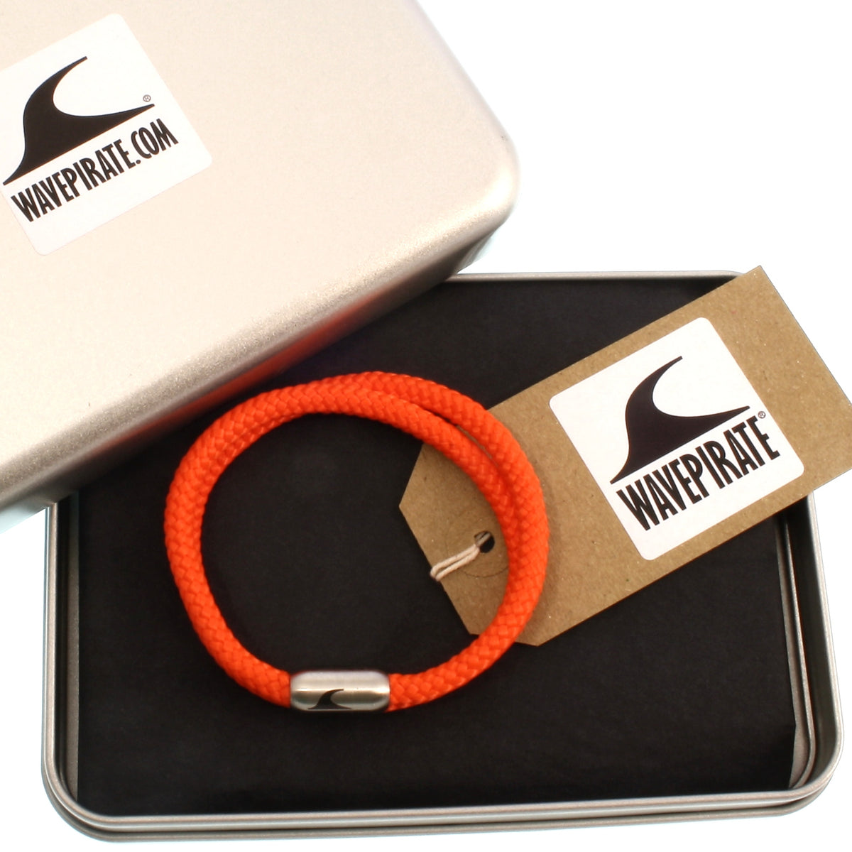Segeltau-Armband-Herren-damen-hawaii-orange-silber-Edelstahlverschluss-geschenkverpackung-wavepirate-shop-st