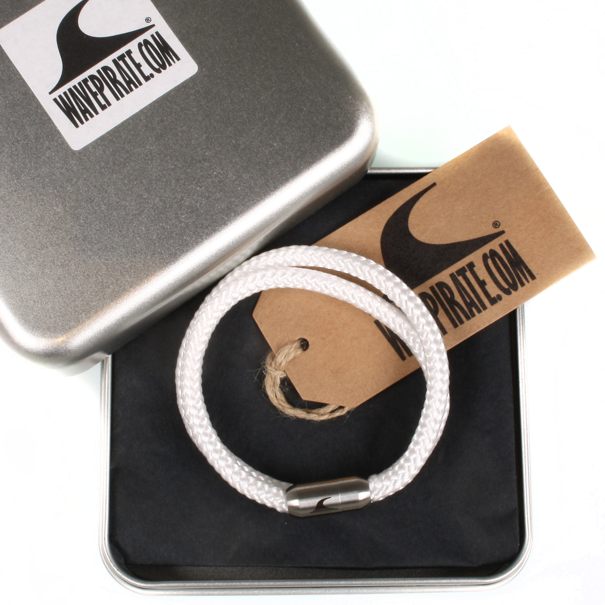 Segeltau-Armband-Herren-damen-hawaii-weiss-silber-Edelstahlverschluss-geschenkverpackung-wavepirate-shop-st