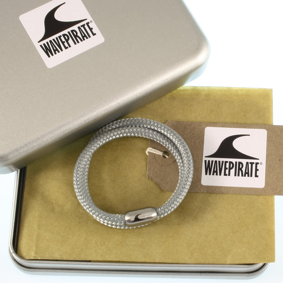 Segeltau-Armband-Herren-hawaii-grau-silber-Edelstahlverschluss-geschenkverpackung-wavepirate-shop-st