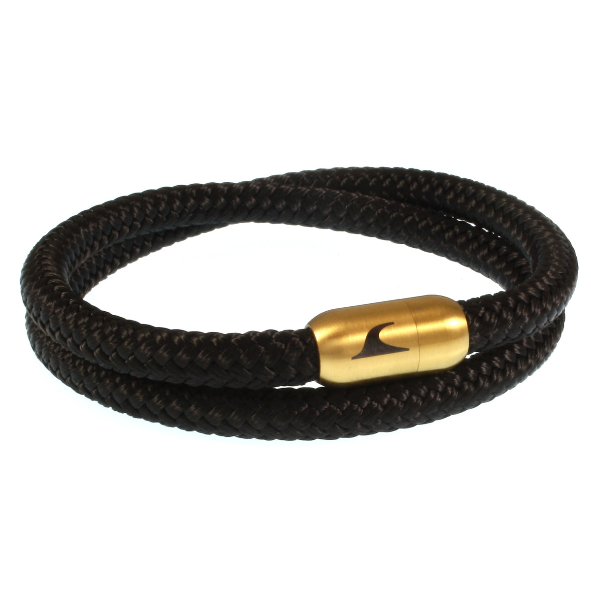 Segeltau-Armband-Herren-hawaii-schwarz-gold-Edelstahlverschluss-vorn-wavepirate-shop-st