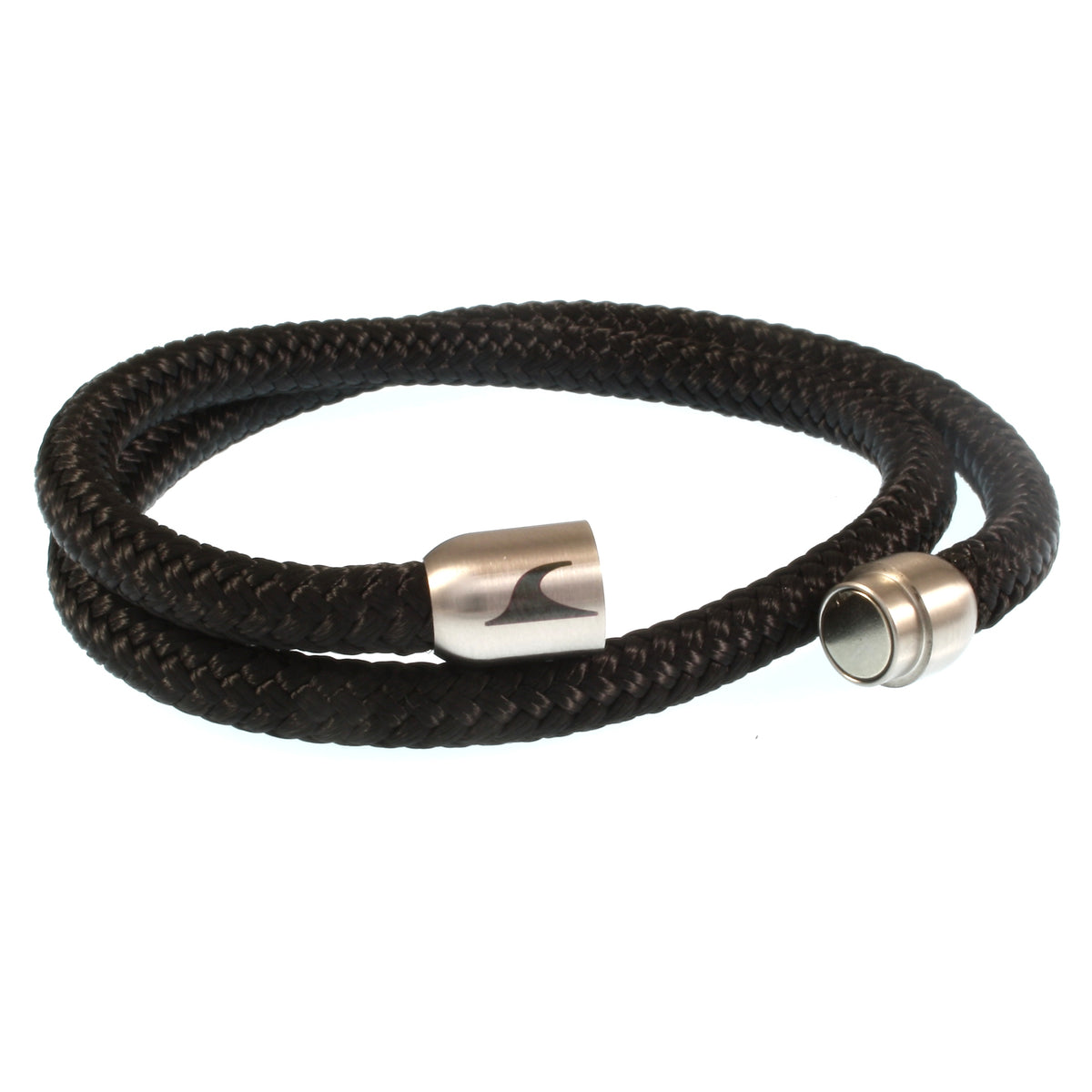 Segeltau-Armband-Herren-hawaii-schwarz-silber-Edelstahlverschluss-offen-wavepirate-shop-st