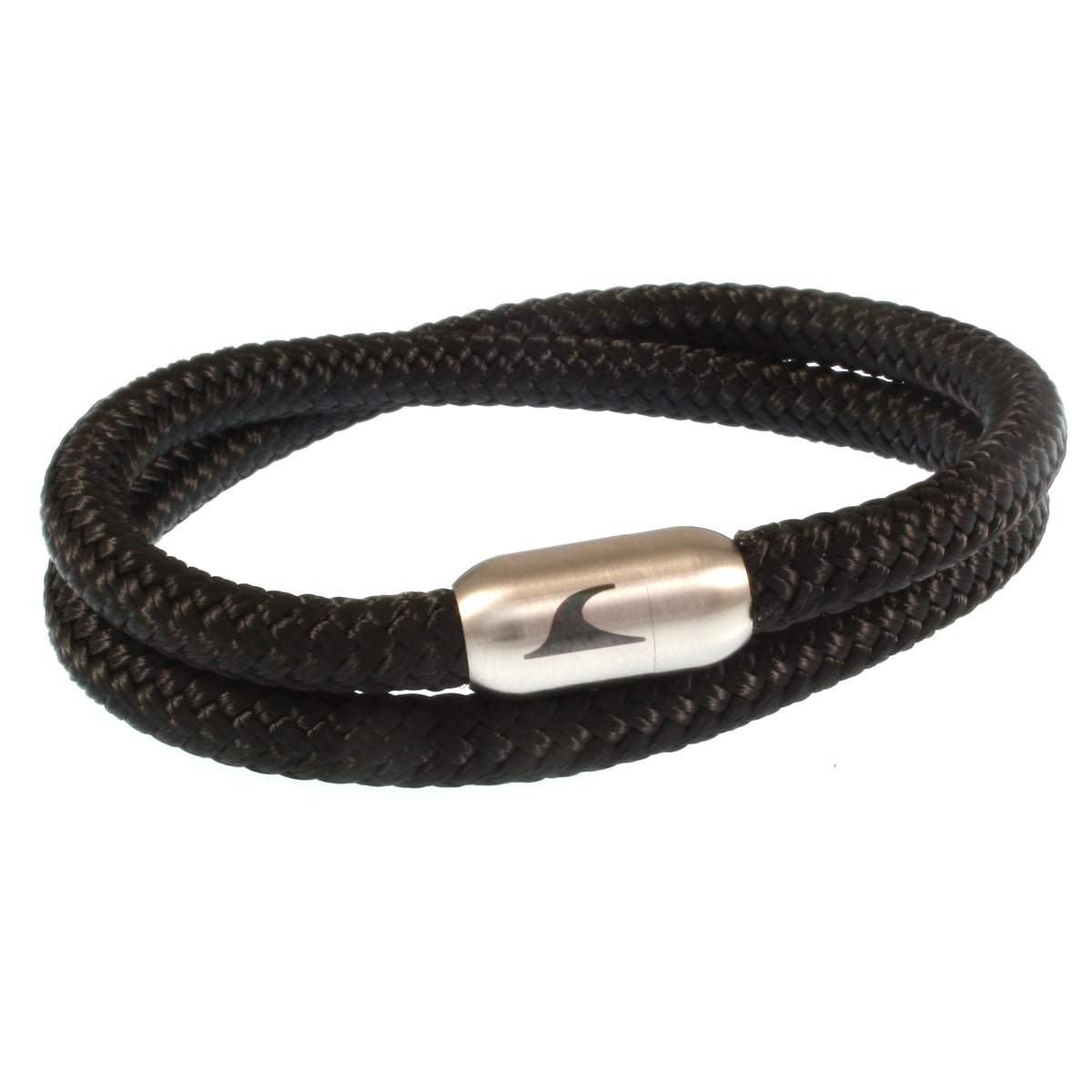 Segeltau-Armband-Herren-hawaii-schwarz-silber-Edelstahlverschluss-vorn-wavepirate-shop-st