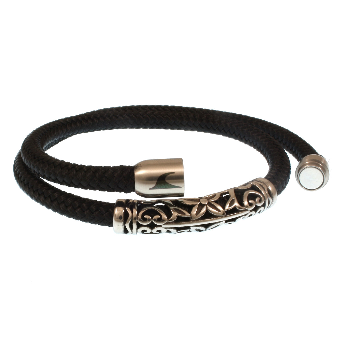 Segeltau-Armband-Herren-hawaii-xo-schwarz-silber-Edelstahlverschluss-offen-wavepirate-shop-st