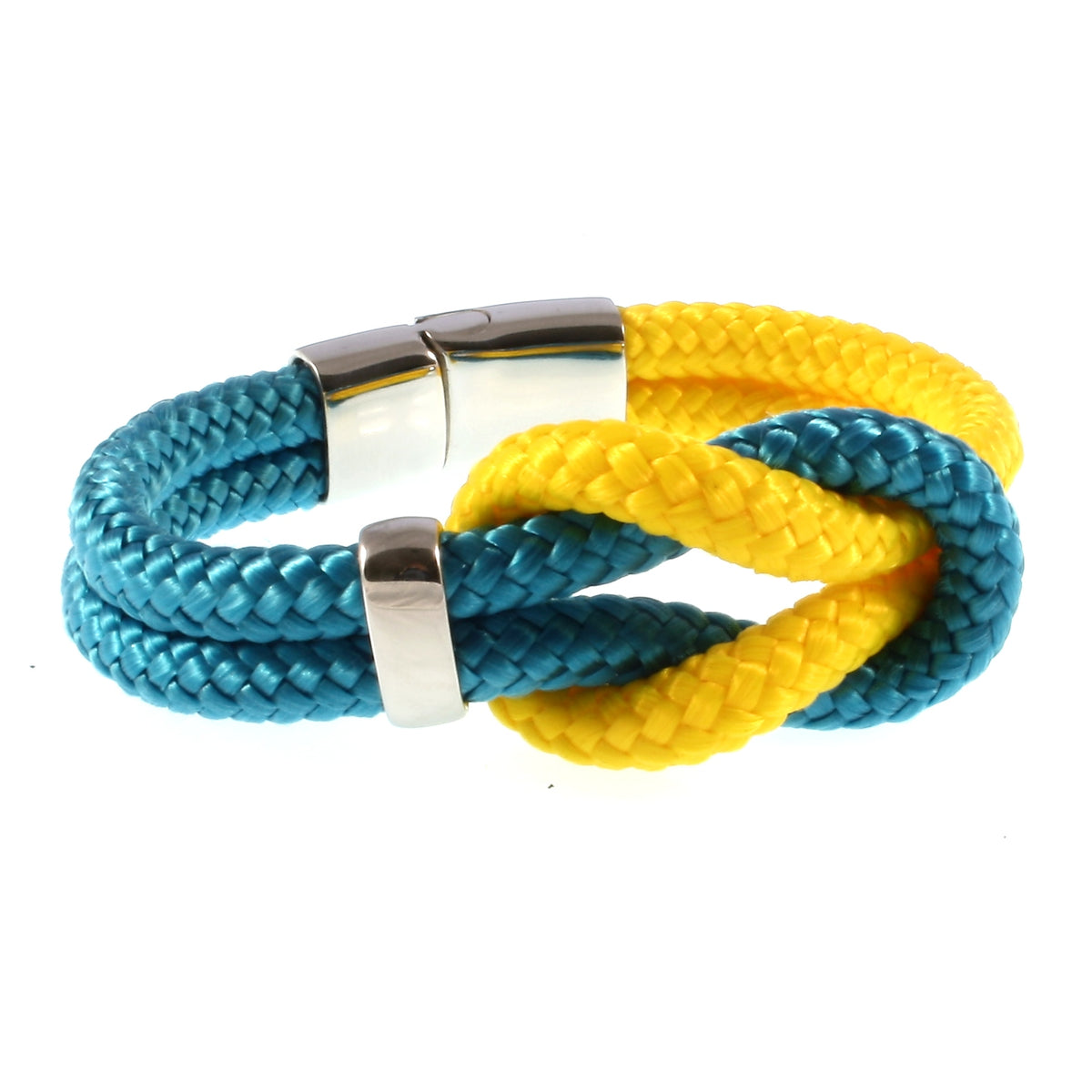 Segeltau-armband-Damen-pure-blau-gelb-silber-geflochten-Edelstahlverschluss-vorn-wavepirate-shop-st