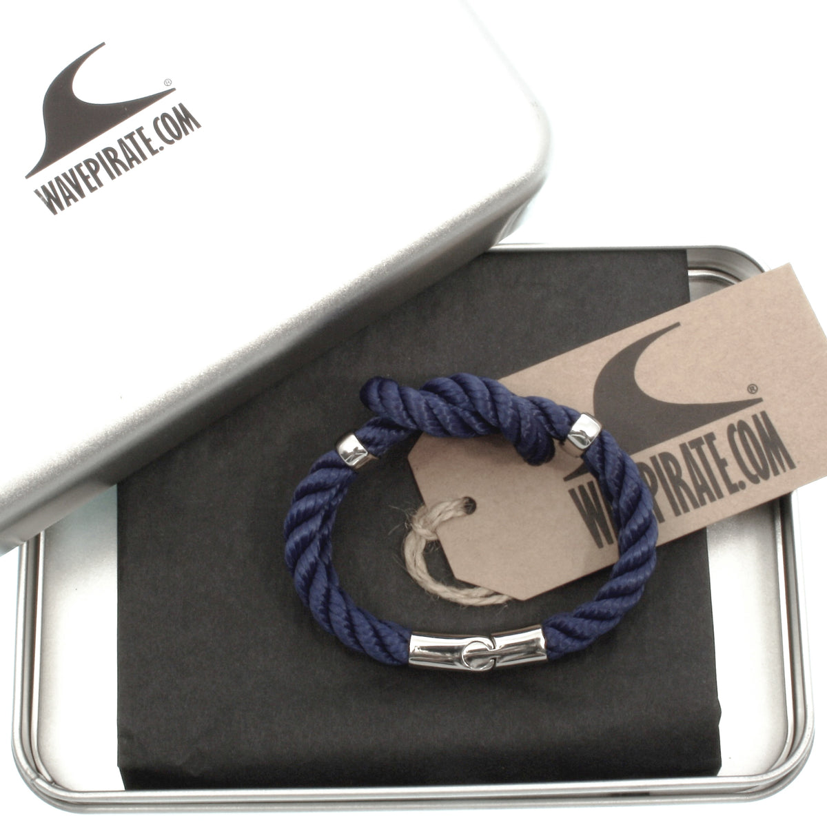 Segeltau-armband-Damen-pure-blau-silber-kordel-geflochten-Edelstahlverschluss-geschenkverpackung-wavepirate-shop-k
