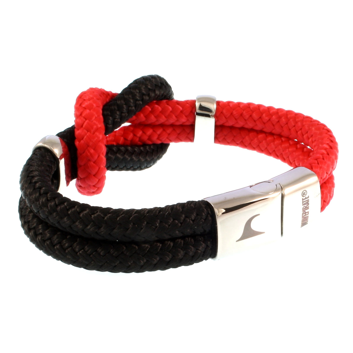 Segeltau-armband-Damen-pure-schwarz-rot-silber-geflochten-Edelstahlverschluss-hinten-wavepirate-shop-st