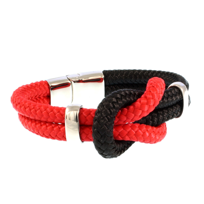 Segeltau-armband-Damen-pure-schwarz-rot-silber-geflochten-Edelstahlverschluss-vorn-wavepirate-shop-st