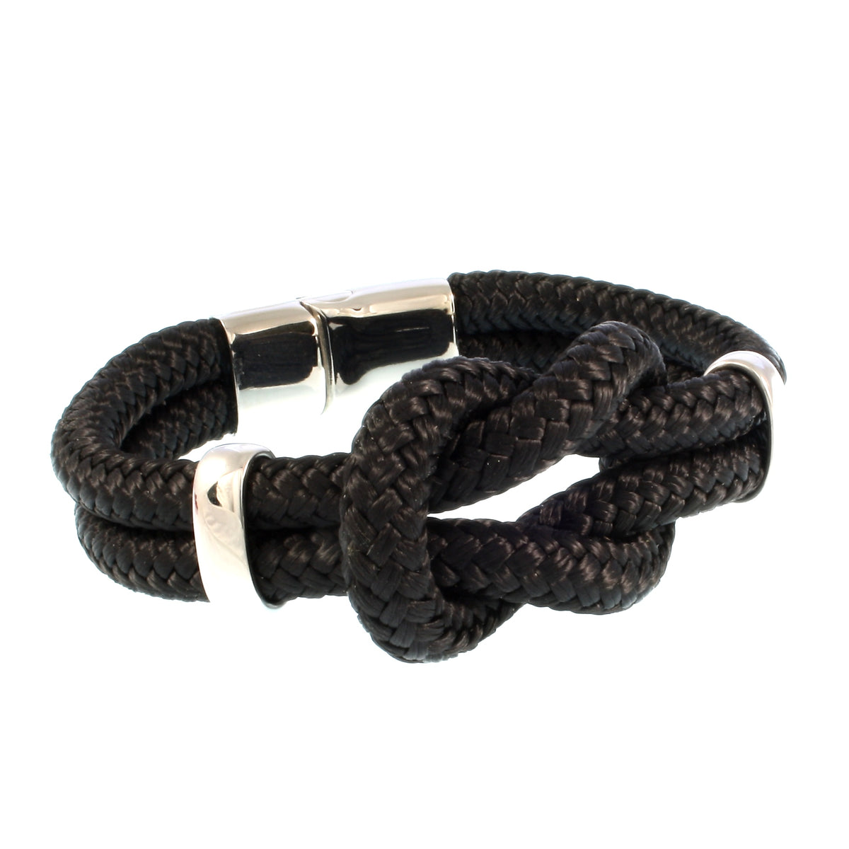 Segeltau-armband-Damen-pure-schwarz-silber-geflochten-Edelstahlverschluss-hinten-wavepirate-shop-st