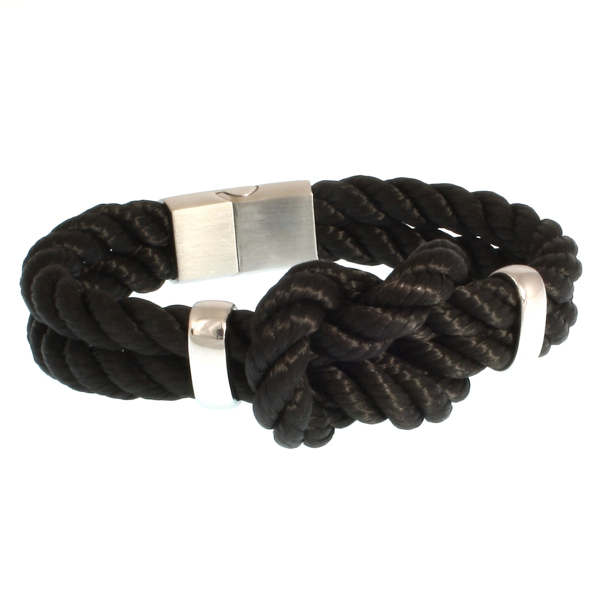 Segeltau-armband-Damen-pure-schwarz-silber-kordel-geflochten-Edelstahlverschluss-offen-wavepirate-shop-k