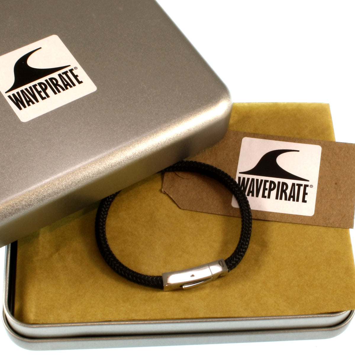 Segeltau-armband-Herren-damen-one-schwarz-geflochten-Edelstahlverschluss-geschenkverpackung-wavepirate-shop-st