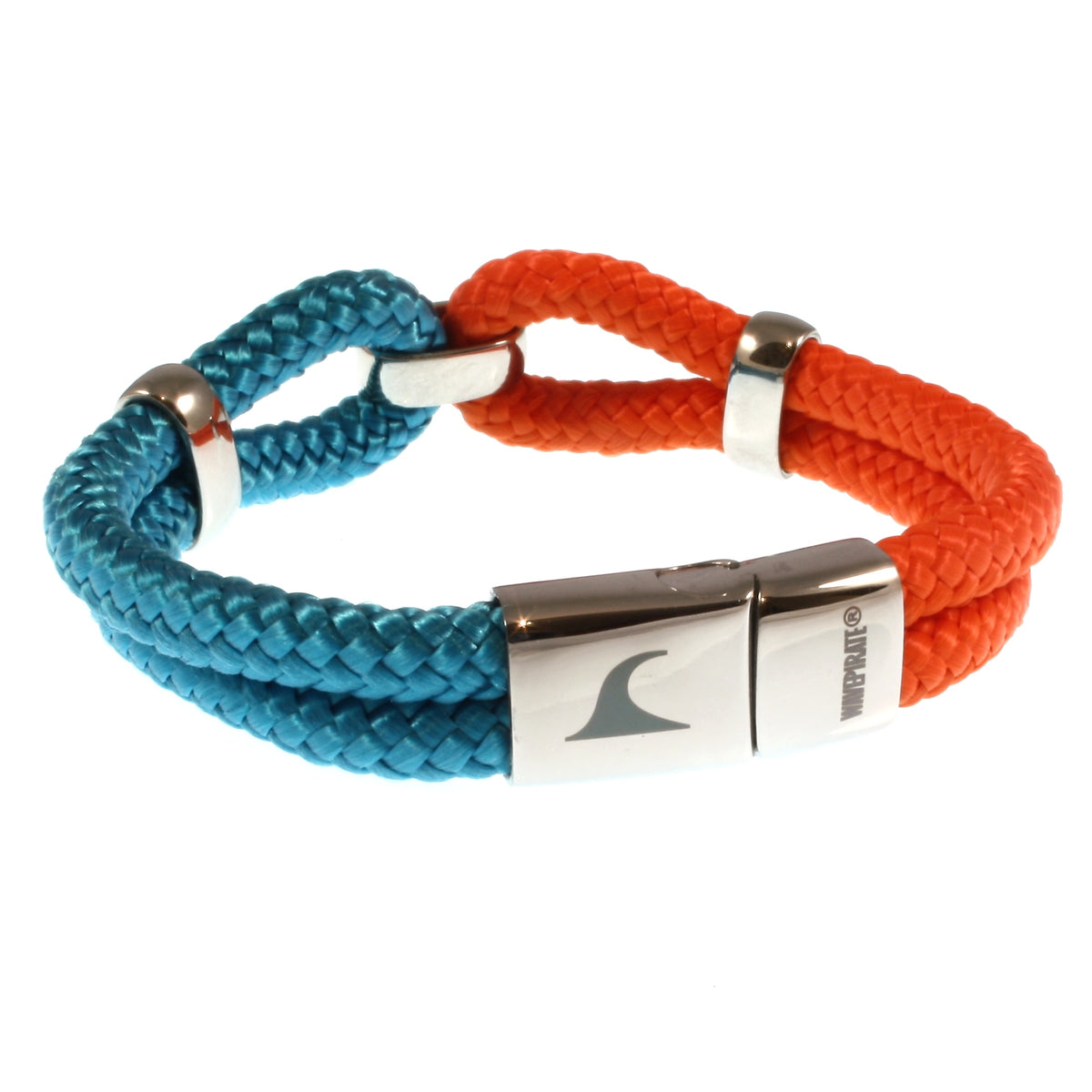 Segeltauarmband-Damen-roma-blau-orange-geflochten-Edelstahlverschluss-hinten-wavepirate-shop-st