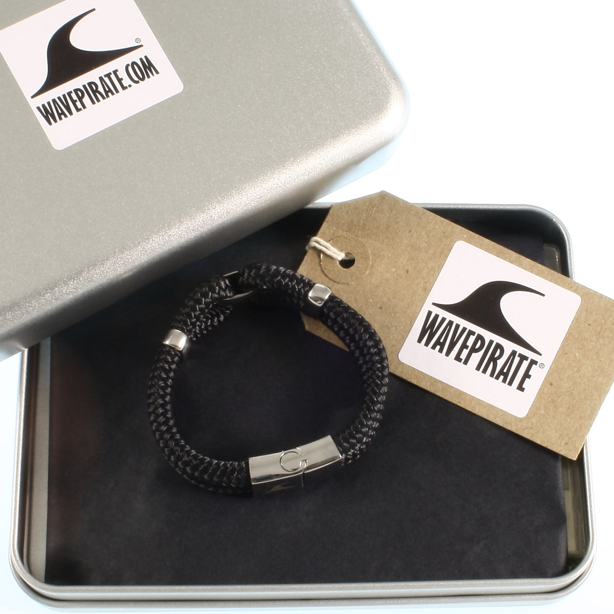 Segeltauarmband-Damen-roma-schwarz-geflochten-Edelstahlverschluss-geschenkverpackung-wavepirate-shop-st