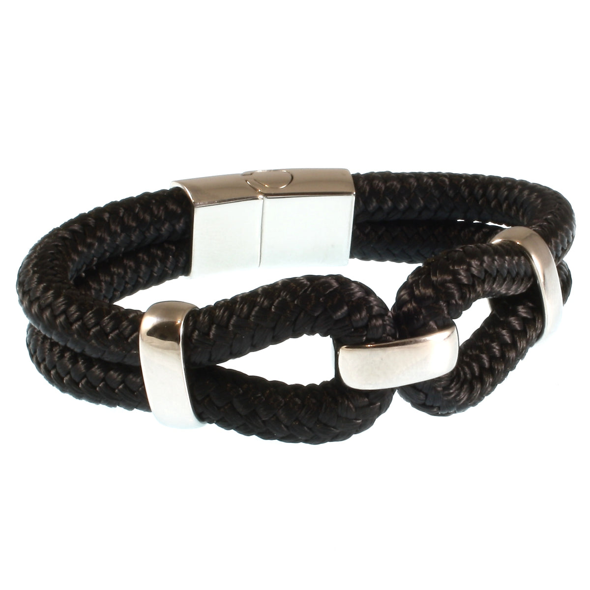 Segeltauarmband-Damen-roma-schwarz-geflochten-Edelstahlverschluss-hinten-wavepirate-shop-st