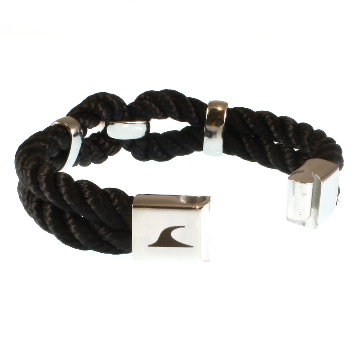 Segeltauarmband-Damen-roma-schwarz-kordel-geflochten-Edelstahlverschluss-offen-wavepirate-shop-k