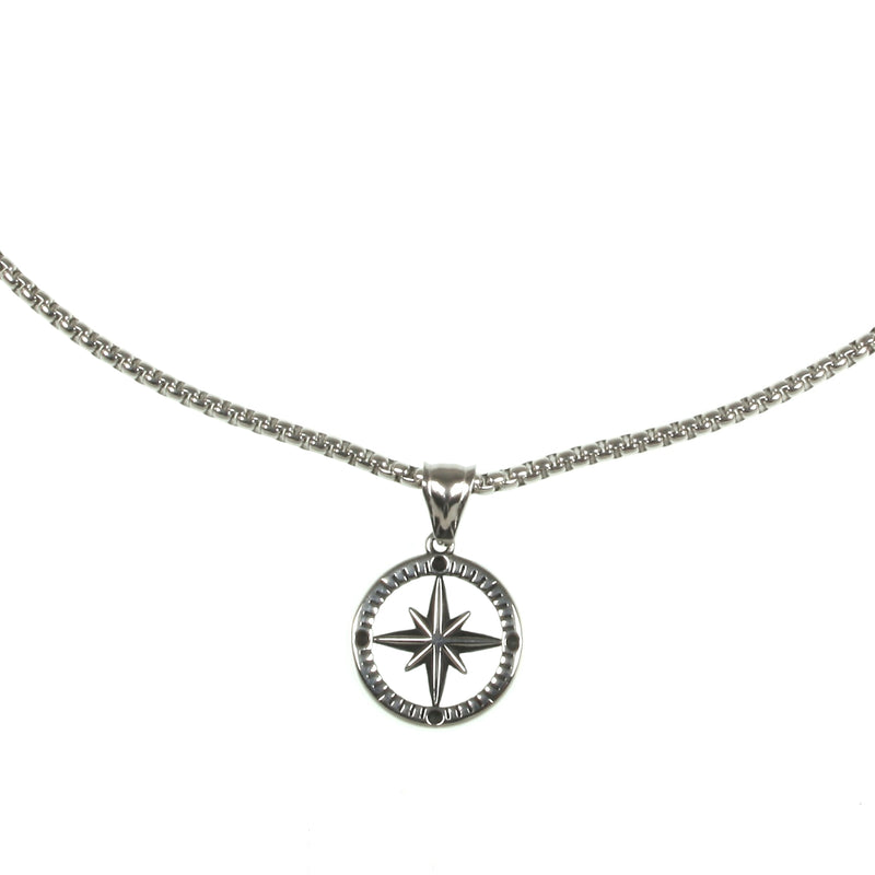 edelstahl-halskette-Herren-damen-kompass-windrose-silber-wasserfest-Edelstahlverschluss-anhaenger-wavepirate-shop-es