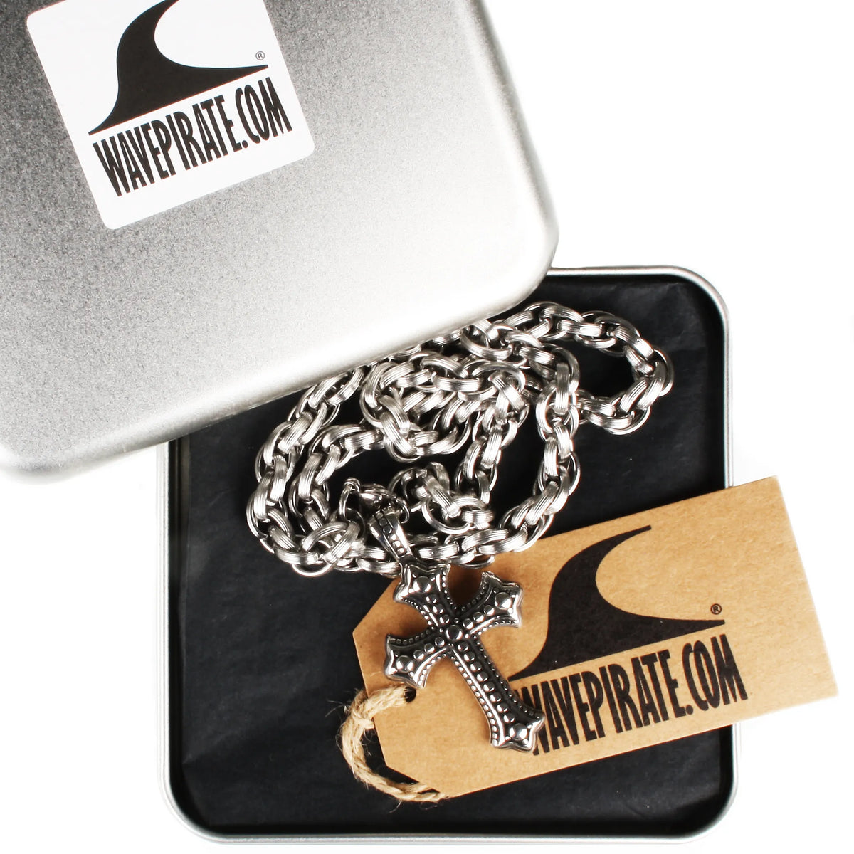 edelstahl-halskette-kreuz-SL-Herren-damen-silber-Edelstahlverschluss-Geschenkbox-wavepirate-shop
