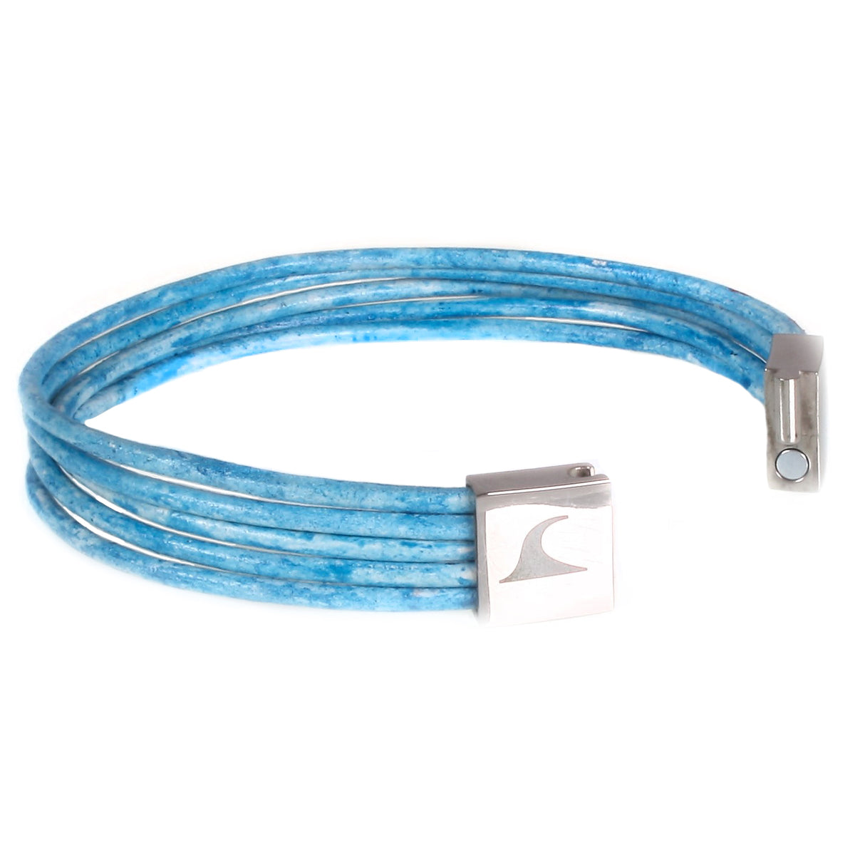 leder-armband-damen-blau-donna-riemen-Edelstahlverschluss-offen-wavepirate-shop