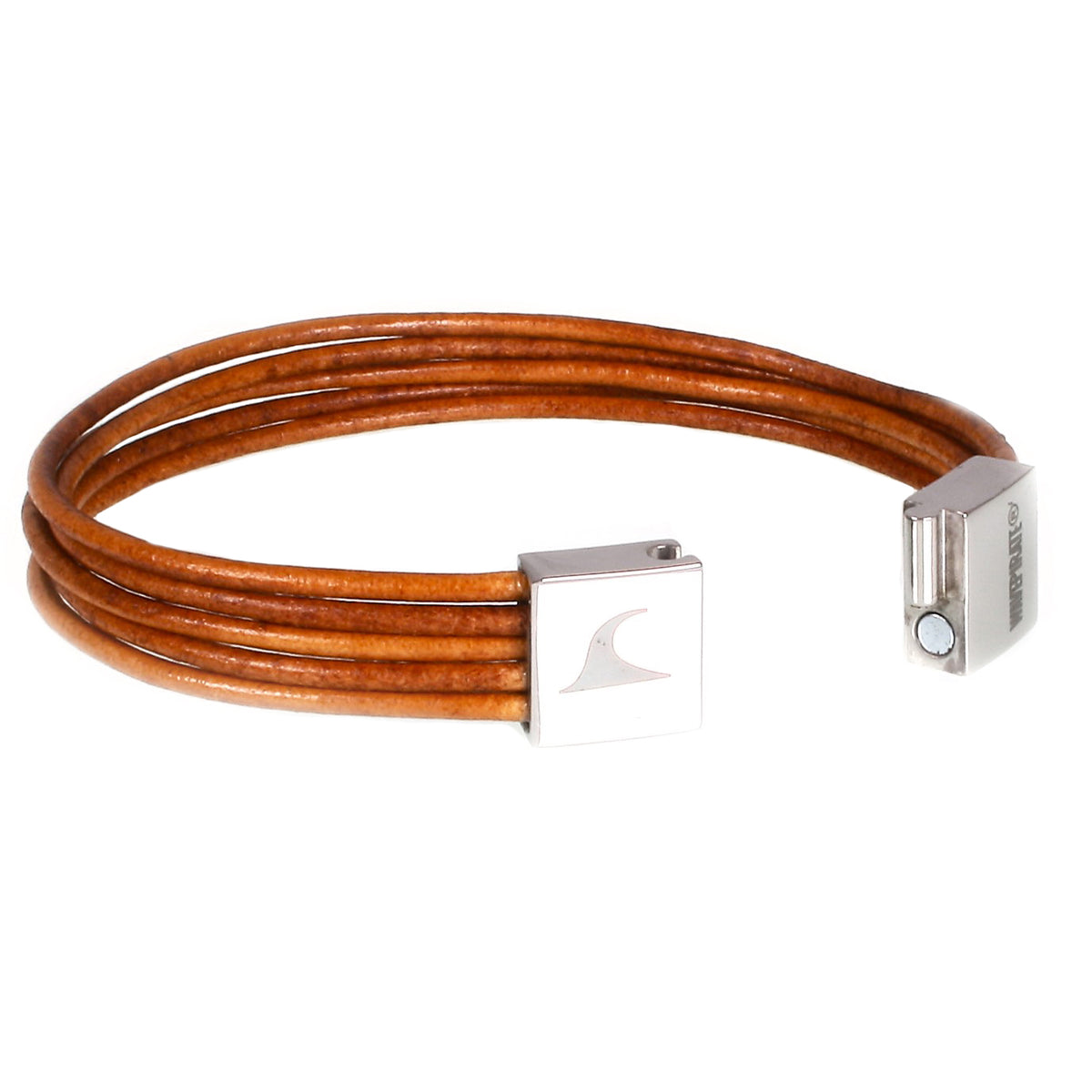 leder-armband-damen-cognac-donna-riemen-Edelstahlverschluss-offen-wavepirate-shop