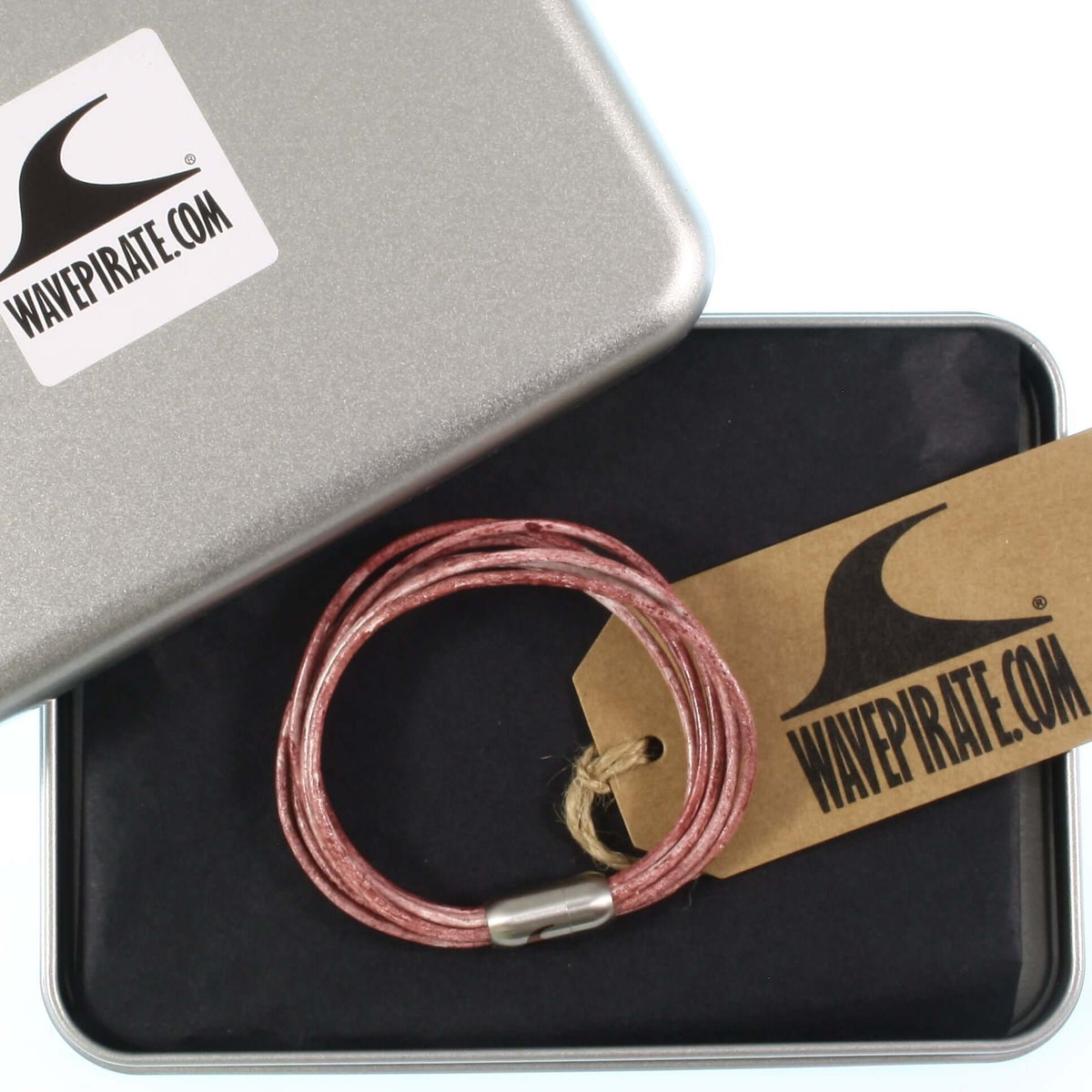 leder-armband-damen-kirsche-rosa-silber-fem-Edelstahlverschluss-geschenkverpackung-wavepirate-shop-r