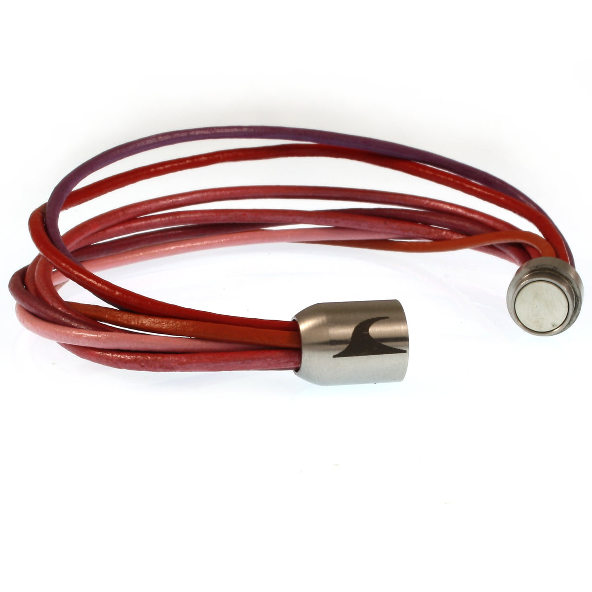 leder-armband-damen-rot-rosa-pink-silber-fem-Edelstahlverschluss-offen-wavepirate-shop-r