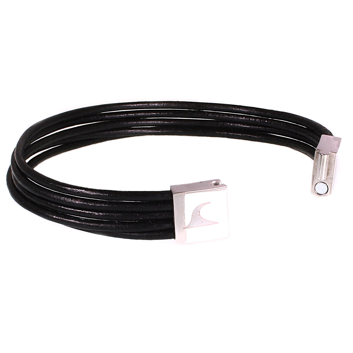 leder-armband-damen-schwarz-donna-riemen-Edelstahlverschluss-offen-wavepirate-shop