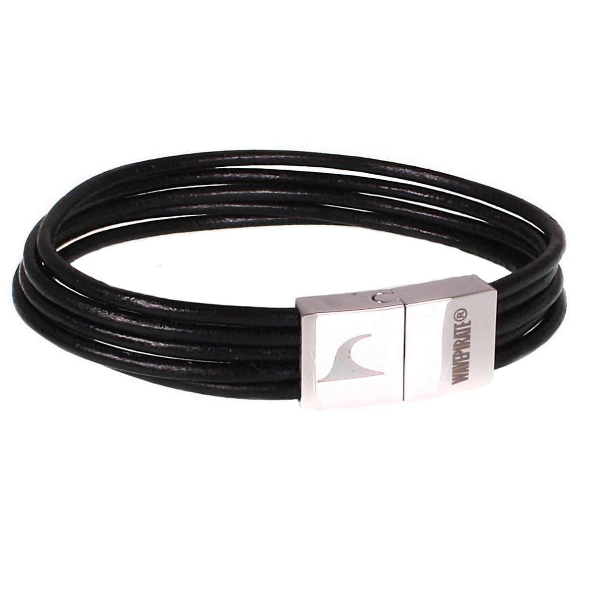 leder-armband-damen-schwarz-donna-riemen-Edelstahlverschluss-vorn-wavepirate-shop