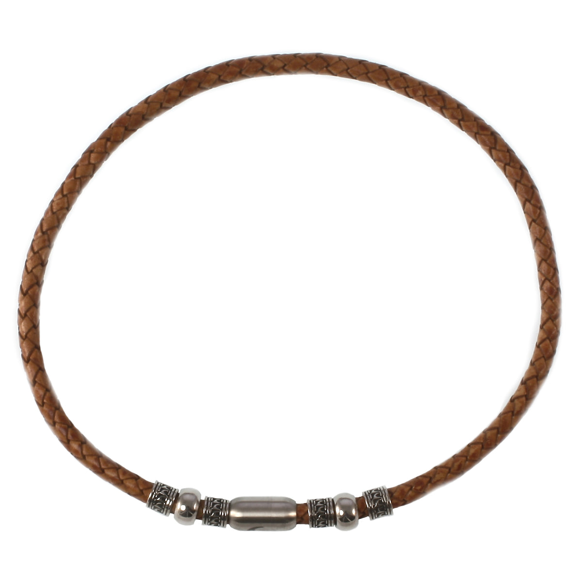 leder-halskette-Herren-damen-atoll-cognac-silber-geflochten-Edelstahlverschluss-vorn-wavepirate-shop-f