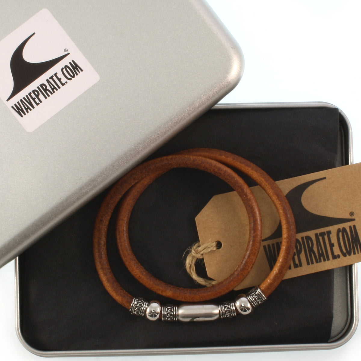 leder-halskette-Herren-damen-atoll-cognac-silber-massiv-Edelstahlverschluss-geschenkverpackung-wavepirate-shop-r