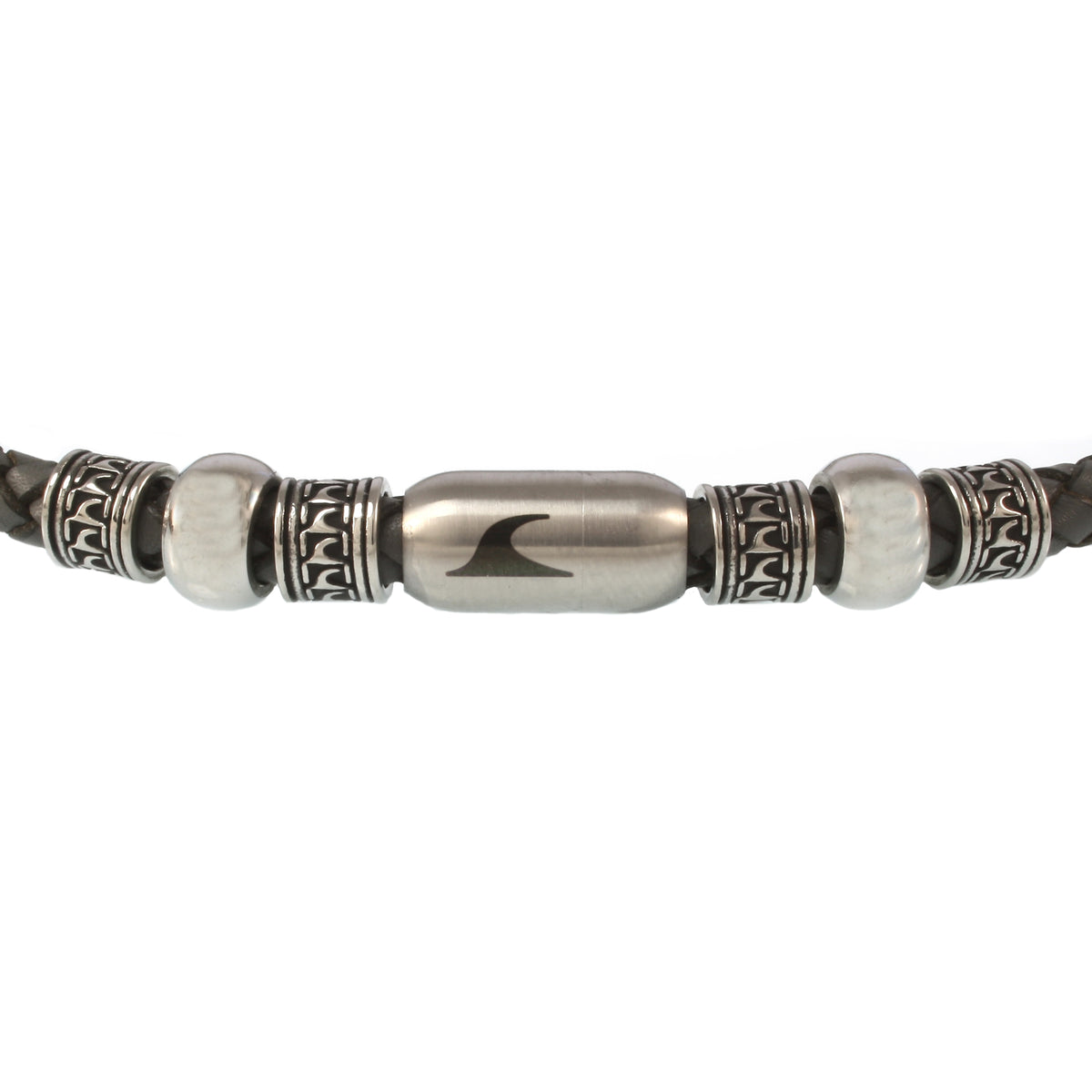 leder-halskette-Herren-damen-atoll-dunkelgrau-grau-silber-geflochten-Edelstahlverschluss-detail-wavepirate-shop-f