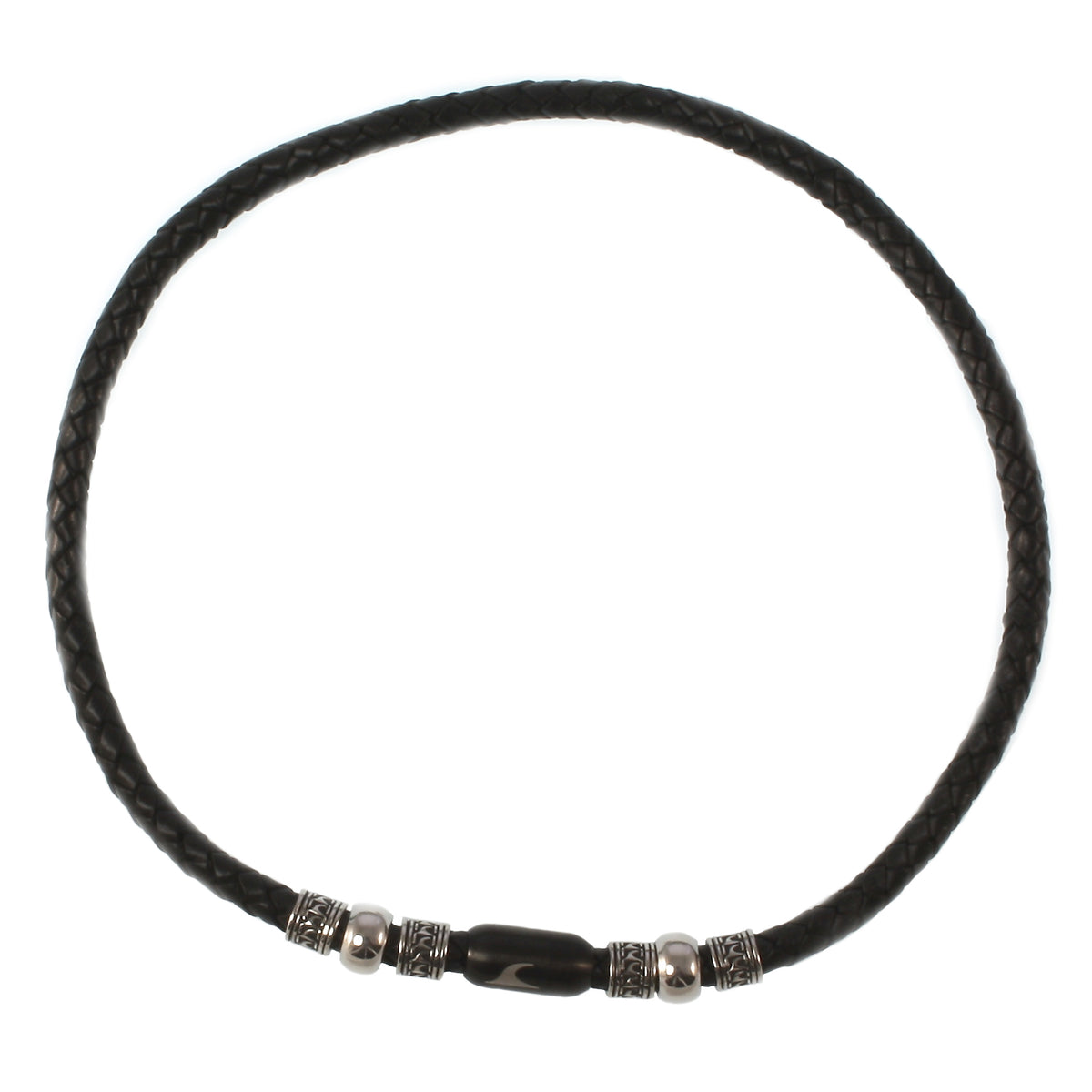 leder-halskette-Herren-damen-atoll-schwarz-geflochten-Edelstahlverschluss-vorn-wavepirate-shop-f