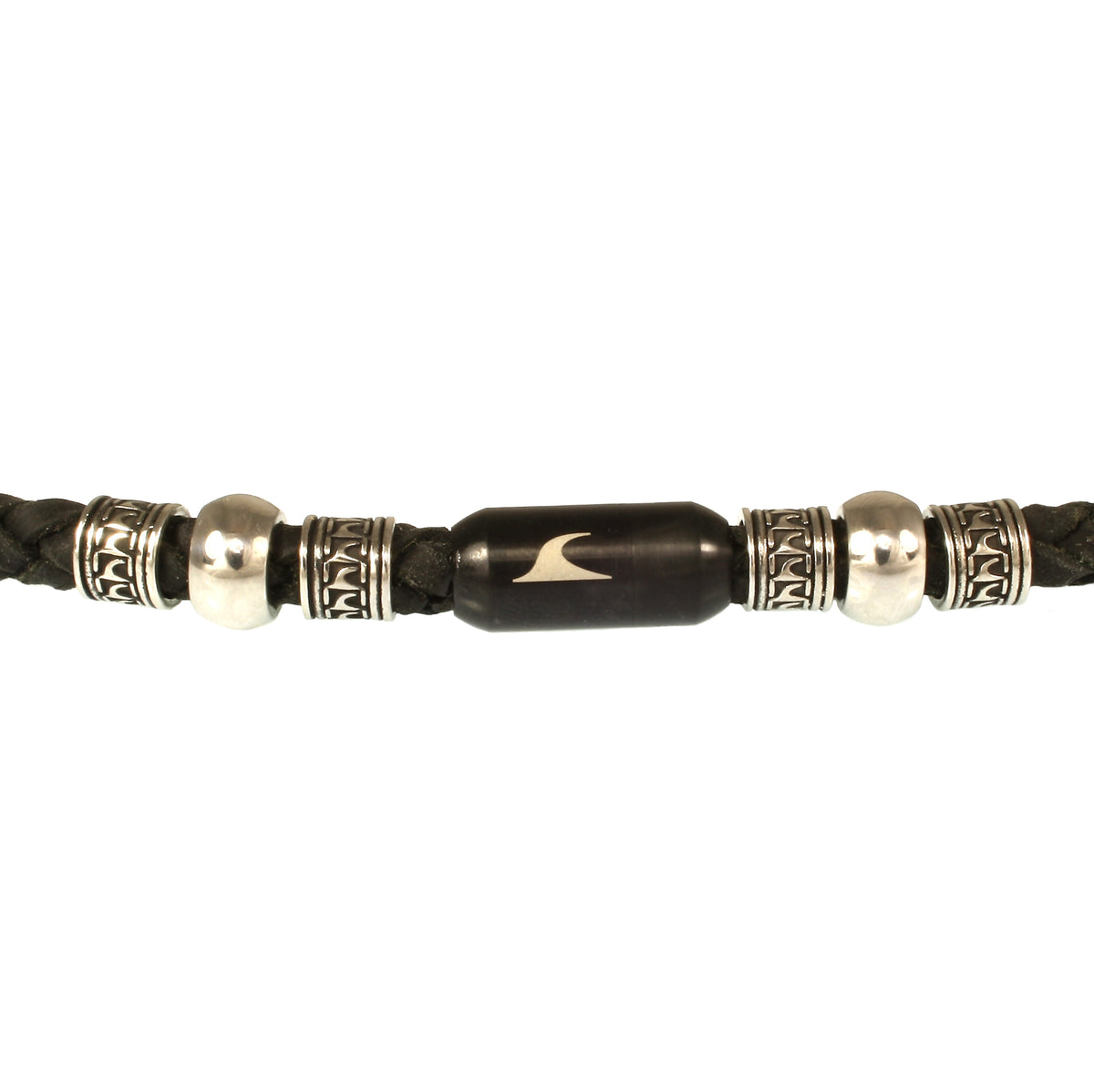 leder-halskette-Herren-damen-atoll-vintage-schwarz-geflochten-Edelstahlverschluss-detail-wavepirate-shop-vi