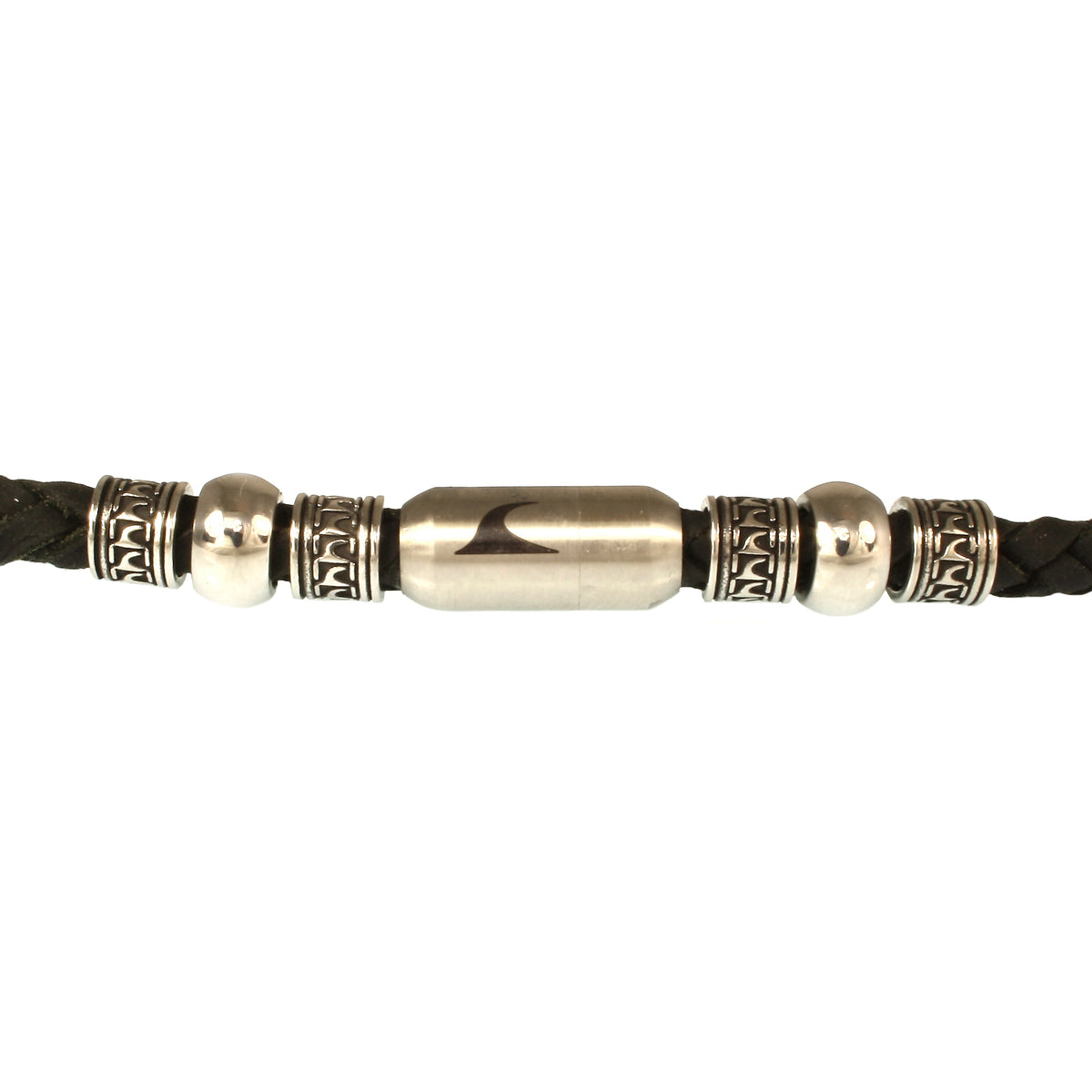leder-halskette-Herren-damen-atoll-vintage-schwarz-silber-geflochten-Edelstahlverschluss-detail-wavepirate-shop-vi