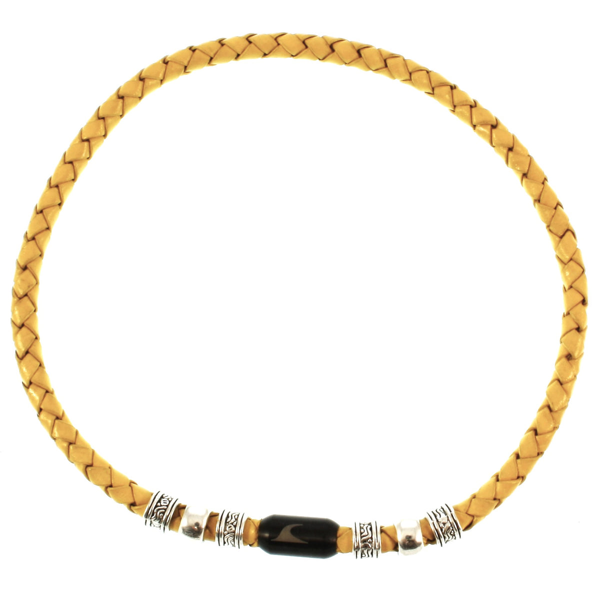 leder-halskette-Herren-damen-charm-gelb-schwarz-geflochten-Edelstahlverschluss-vorn-wavepirate-shop-f