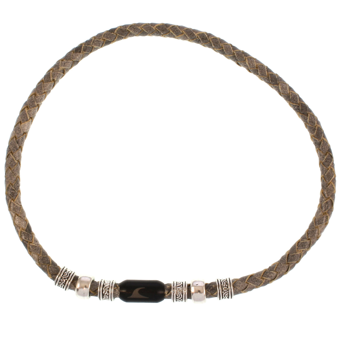 leder-halskette-Herren-damen-charm-grau-schwarz-geflochten-Edelstahlverschluss-vorn-wavepirate-shop-f