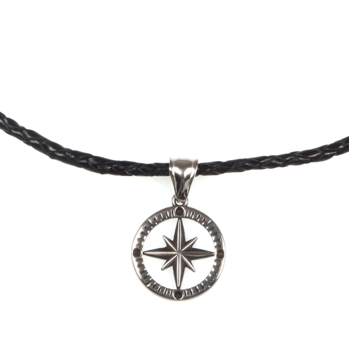 leder-halskette-Herren-damen-kompass-windrose-schwarz-geflochten-Edelstahlverschluss-anhaenger-wavepirate-shop-f