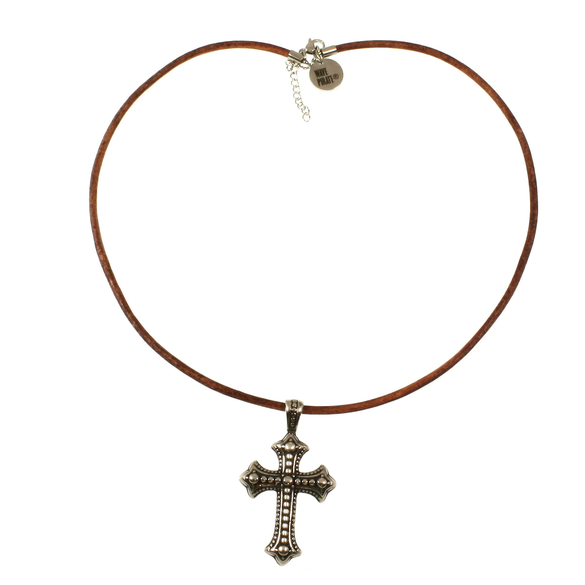 leder-halskette-Herren-damen-kreuz-cognac-riemen-massiv-Edelstahlverschluss-vorn-wavepirate-shop-r