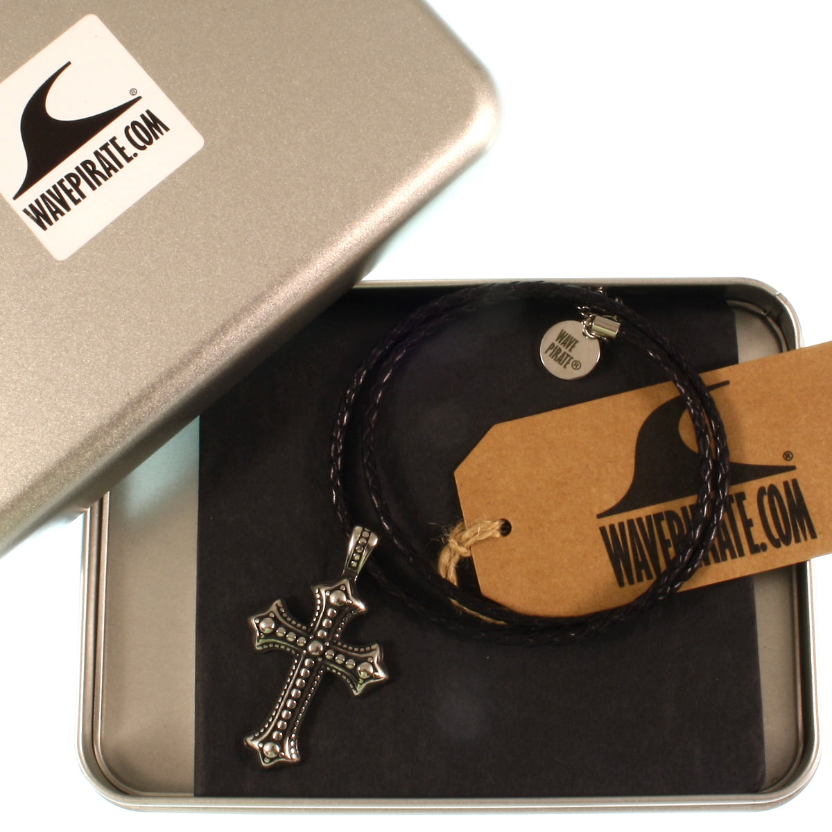 leder-halskette-Herren-damen-kreuz-schwarz-geflochten-Edelstahlverschluss-geschenkverpackung-wavepirate-shop-f