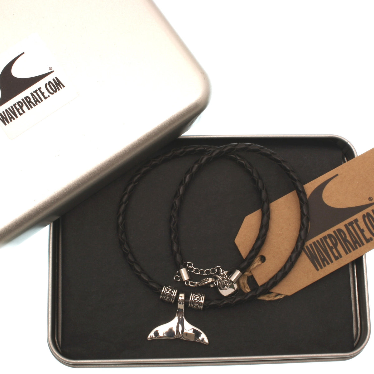 leder-halskette-Herren-damen-moby-wal-schwarz-geflochten-Edelstahlverschluss-geschenkverpackung-wavepirate-shop-f