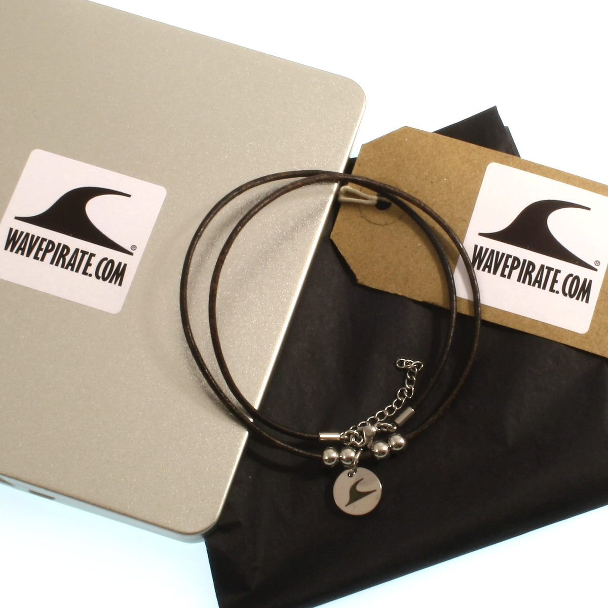 leder-halskette-damen-Herren-aloha-braun-silber-riemen-Edelstahlverschluss-geschenkverpackung-wavepirate-shop-rz