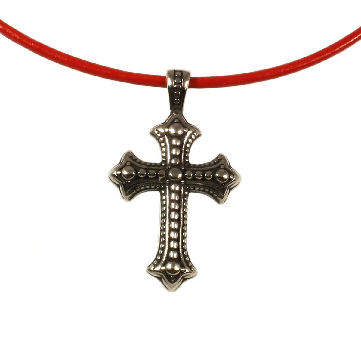 leder-halskette-damen-Herren-kreuz-rot-riemen-massiv-Edelstahlverschluss-detail-wavepirate-shop-r