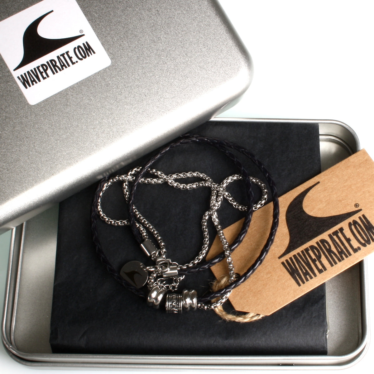 leder-halskette-herren-schwarz-edelstahl-les-geflochten-Edelstahlverschluss-geschenkverpackung-wavepirate-shop-f