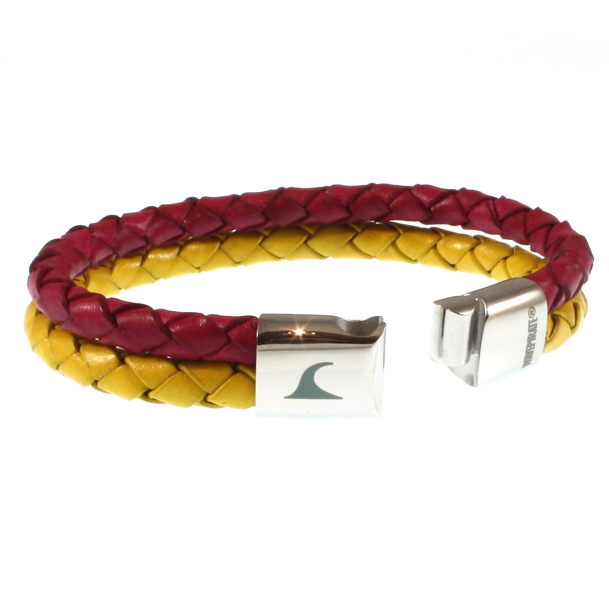 lederarmband-damen-pink-gelb-swell-geflochten-Edelstahlverschluss-offen-wavepirate-shop-mx