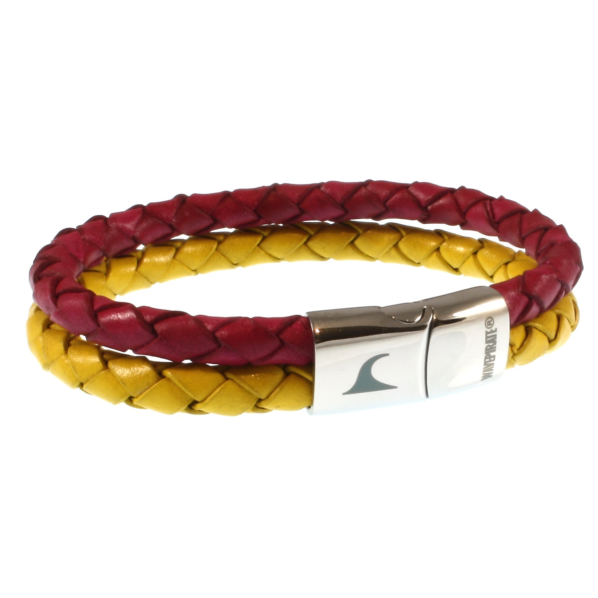 lederarmband-damen-pink-gelb-swell-geflochten-Edelstahlverschluss-vorn-wavepirate-shop-mx