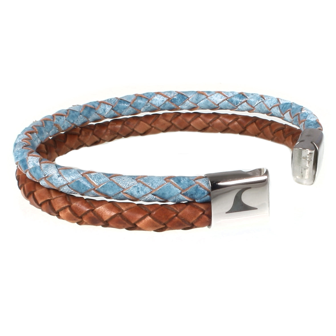 lederarmband-herren-blau-braun-swell-heaven-earth-geflochten-Edelstahlverschluss-offen-wavepirate-shop-sw