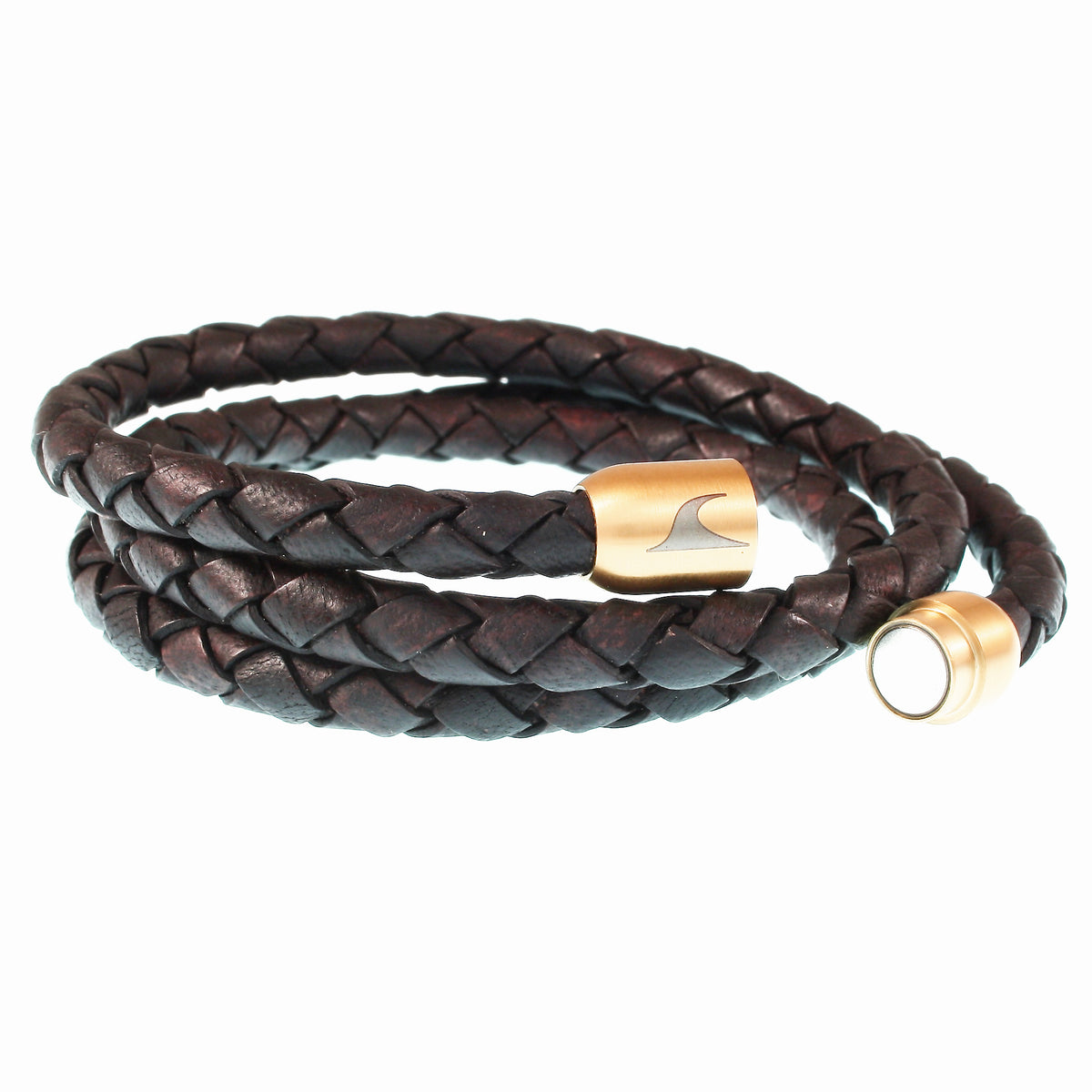 lederarmband-herren-braun-gold-storm-geflochten-Edelstahlverschluss-offen-wavepirate-shop-f