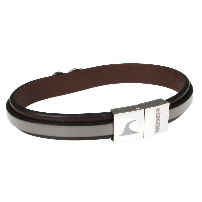 lederarmband-herren-braun-grau-infinity-Edelstahlverschluss-hinten-wavepirate-shop