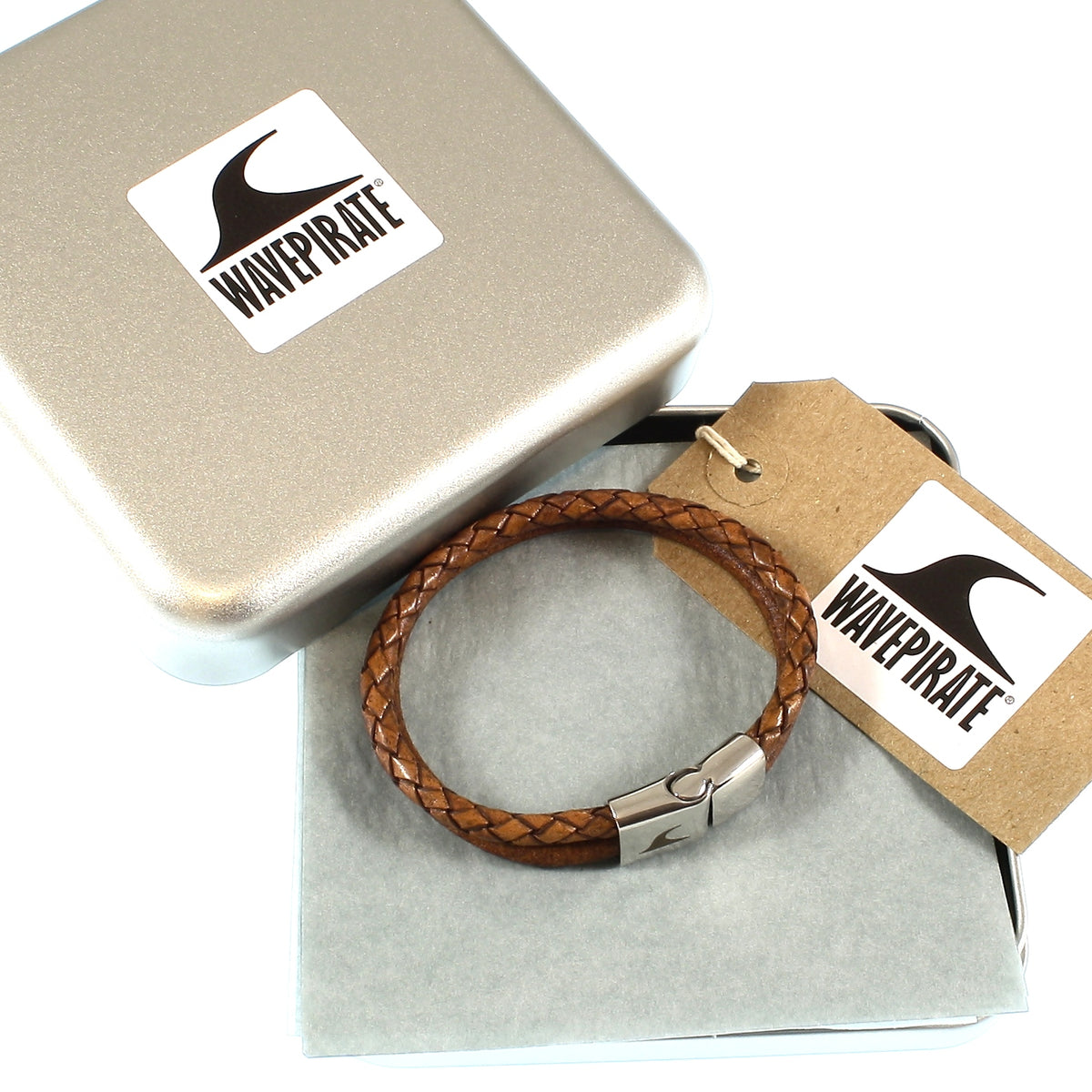 lederarmband-herren-braun-swell-earth-geflochten-Edelstahlverschluss-geschenkverpackung-wavepirate-shop-mx