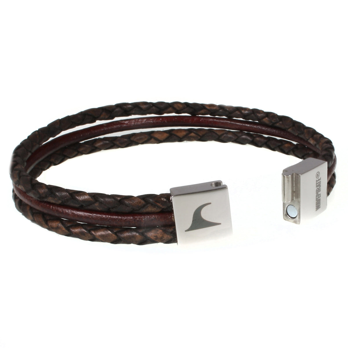 lederarmband-herren-braun-trio-geflochten-Edelstahlverschluss-offen-wavepirate-shop-f