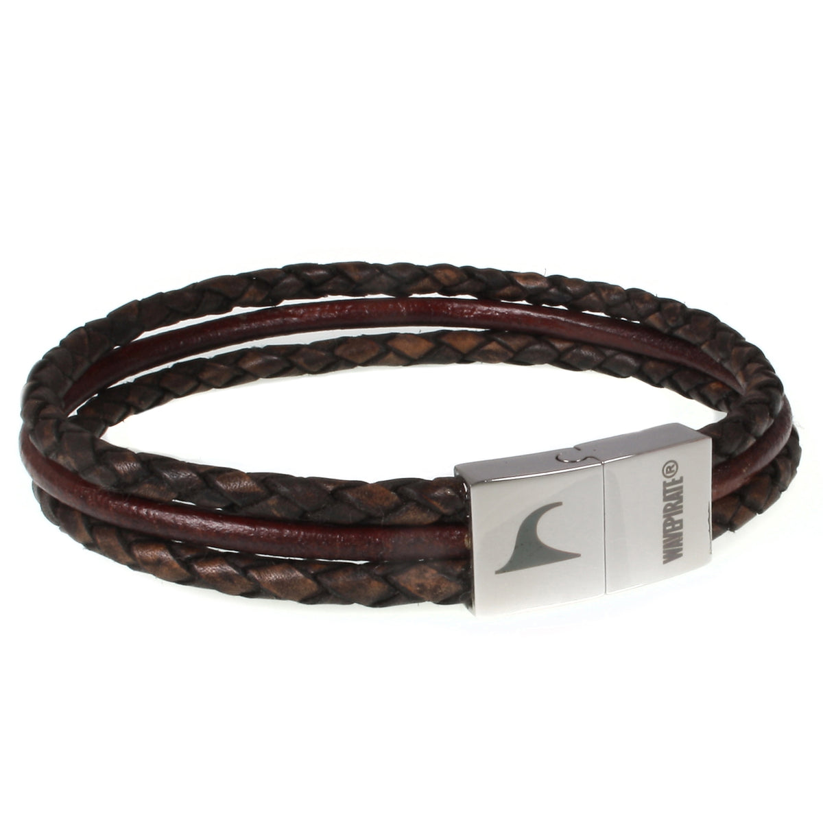 lederarmband-herren-braun-trio-geflochten-Edelstahlverschluss-vorn-wavepirate-shop-f